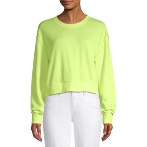 No boundaries Juniors Neon Yellow Crop Pullover